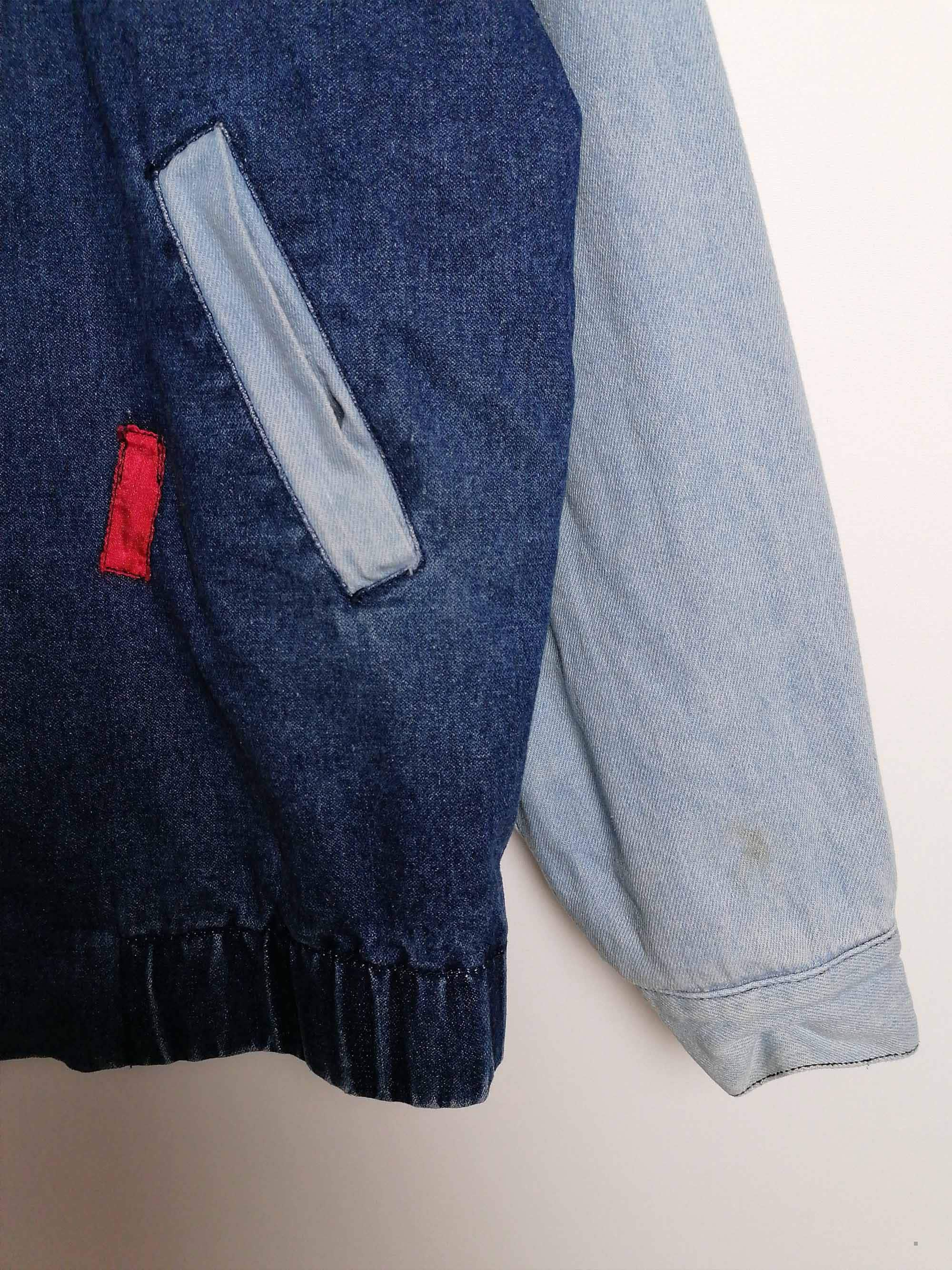 80's Denim College Jacket with Patches - size M