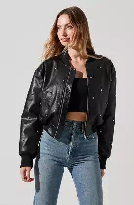 Avianna Embellished Faux Leather Jacket