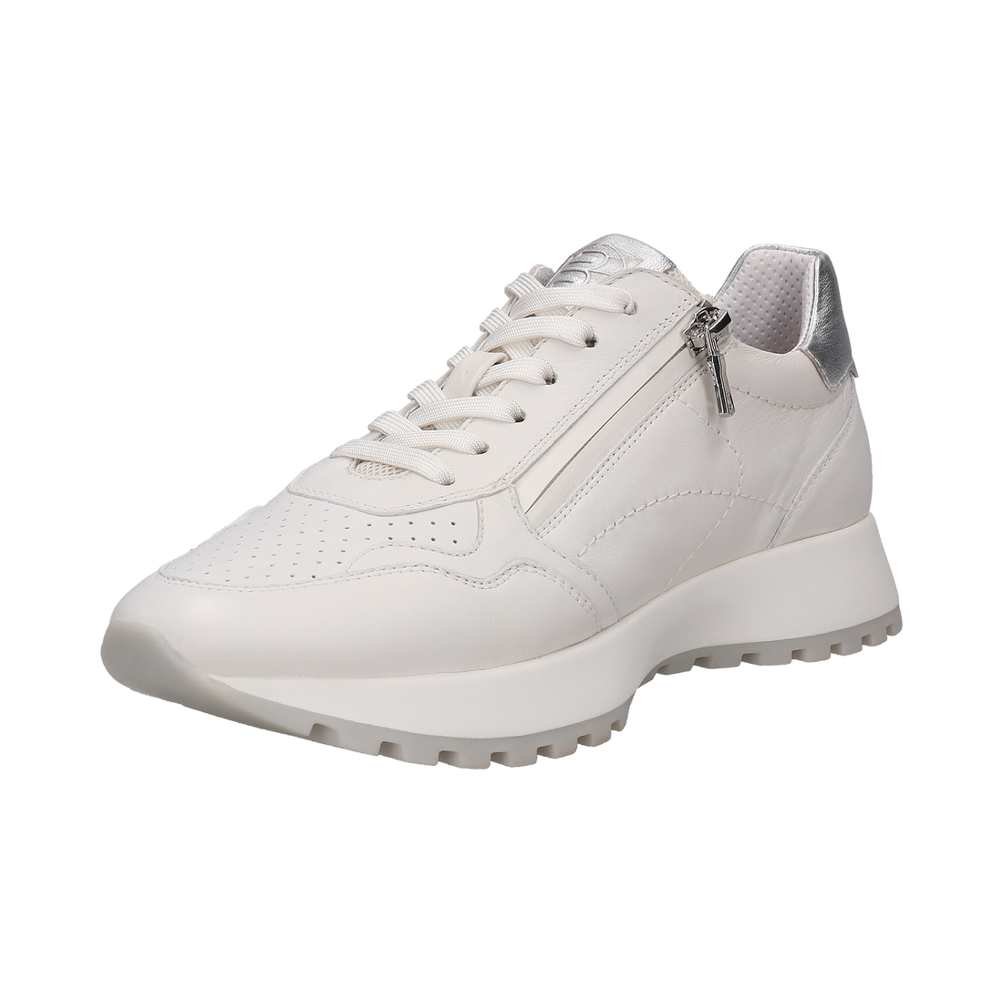 BAGATT Leather White/Silver Trim Trainer