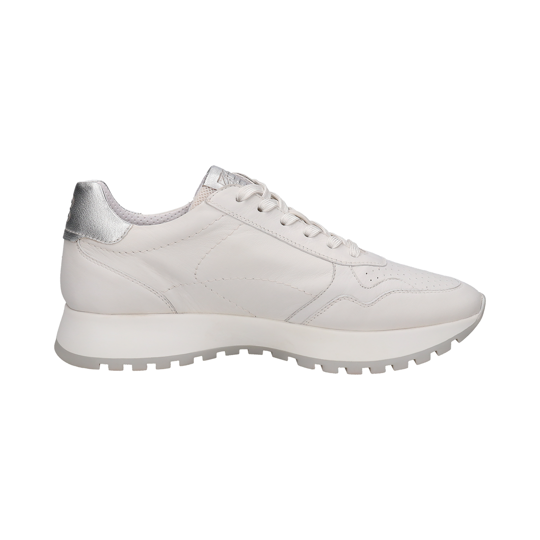 BAGATT Leather White/Silver Trim Trainer