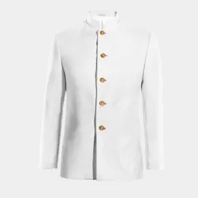  Blazer cuello mao blanco nieve de lino esencial