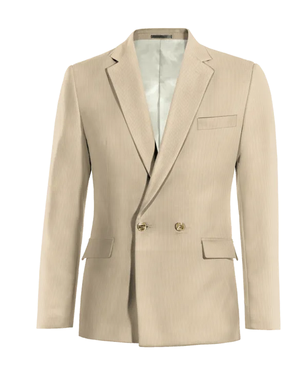  Blazer doble botonadura crema de pana slim fit