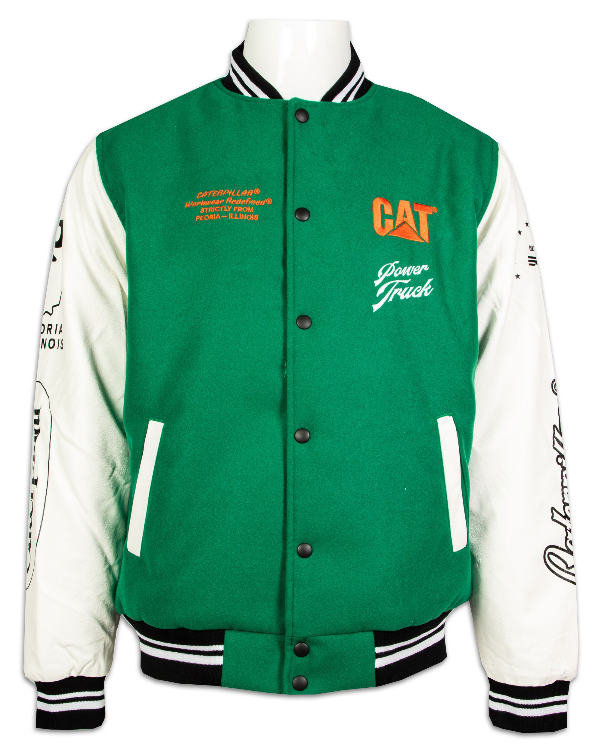 Bomber Caterpillar Cat Iconic Varsity Jacket Verde