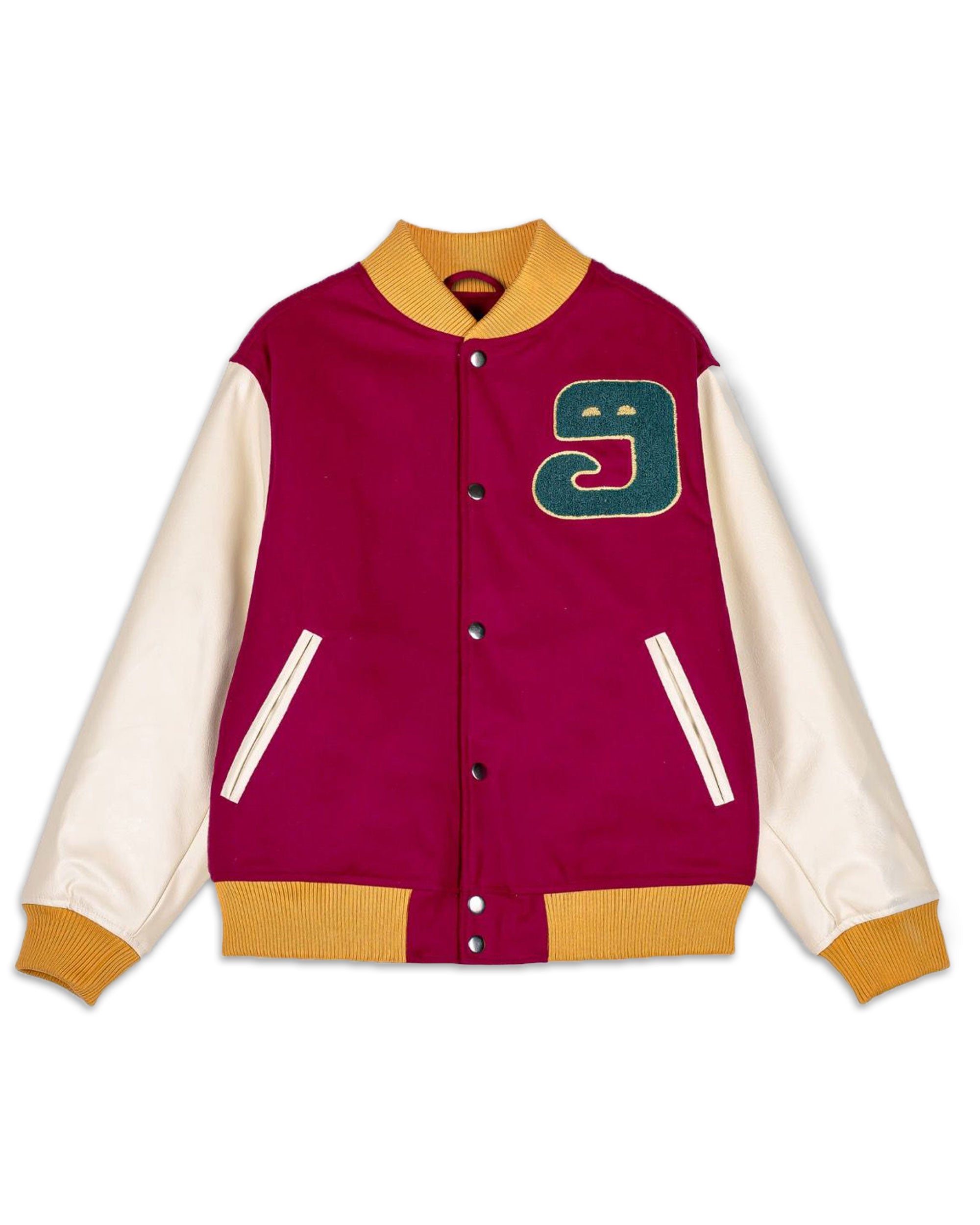 Bomber Grimey Lust Mantra Wool Baseball Jacket Wine