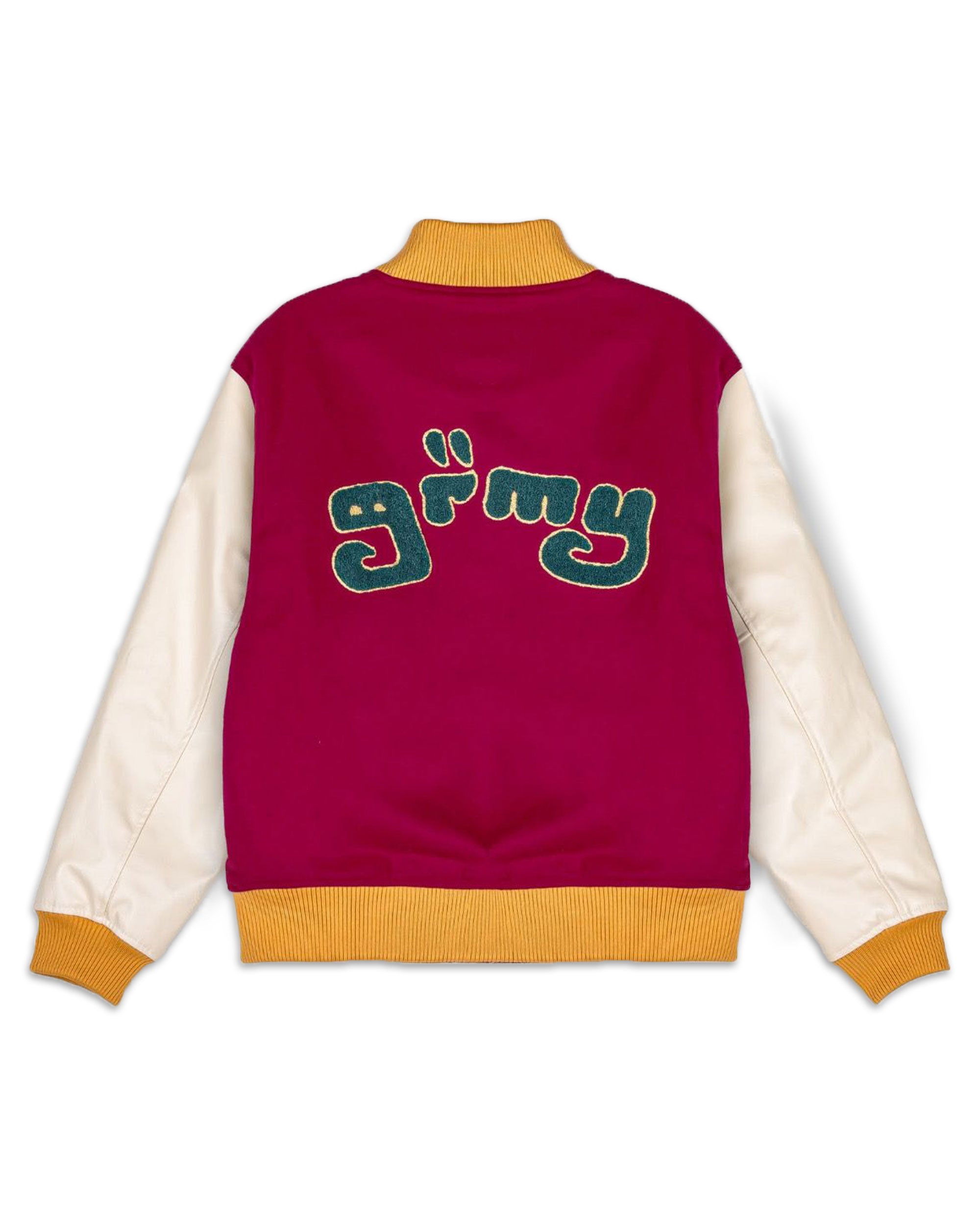 Bomber Grimey Lust Mantra Wool Baseball Jacket Wine