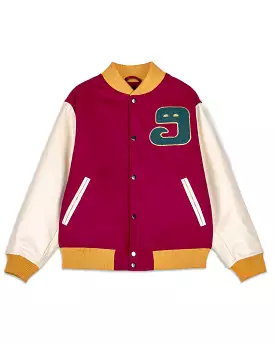 Bomber Grimey Lust Mantra Wool Baseball Jacket Wine