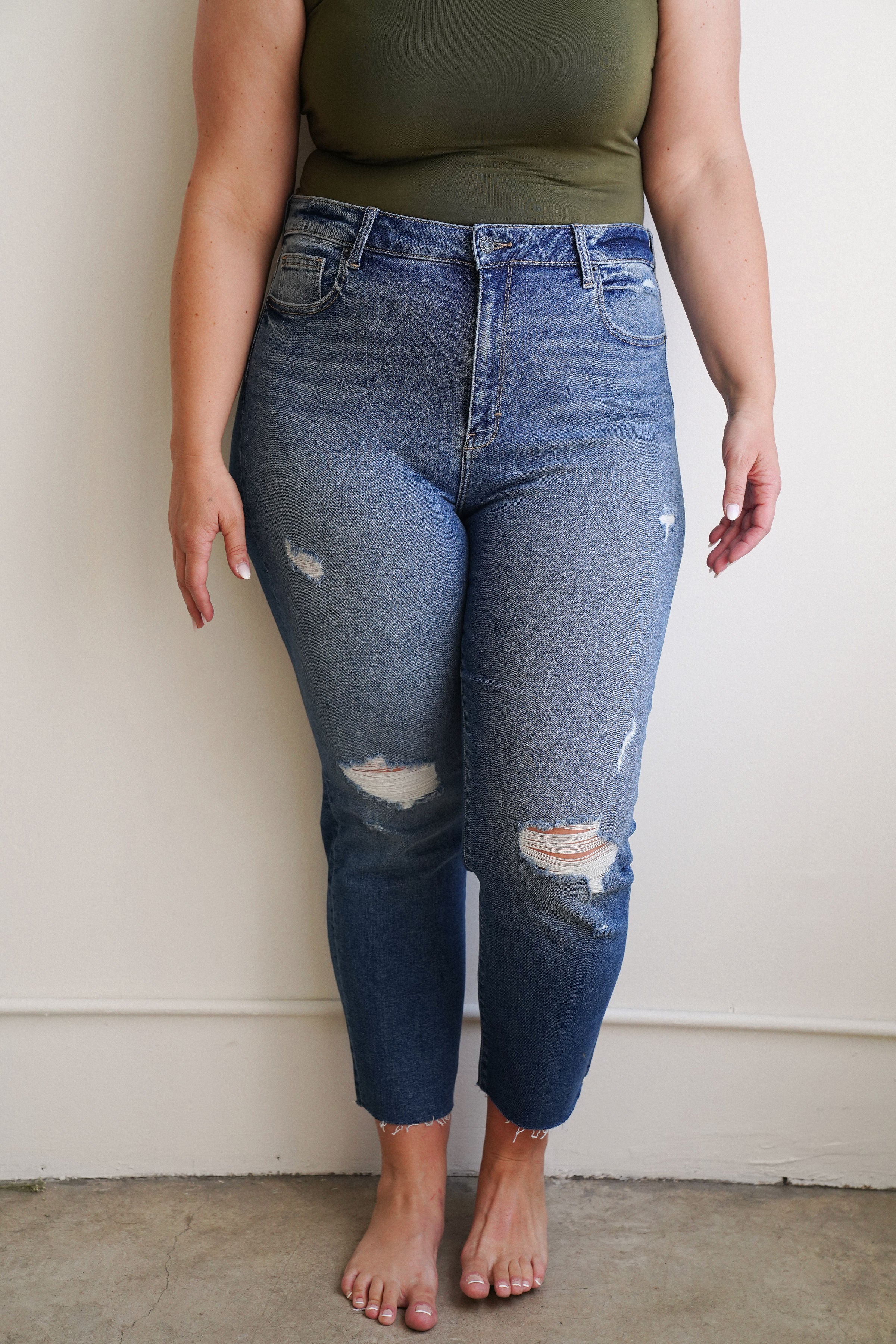 Chrissy Distressed Straight Leg Jeans