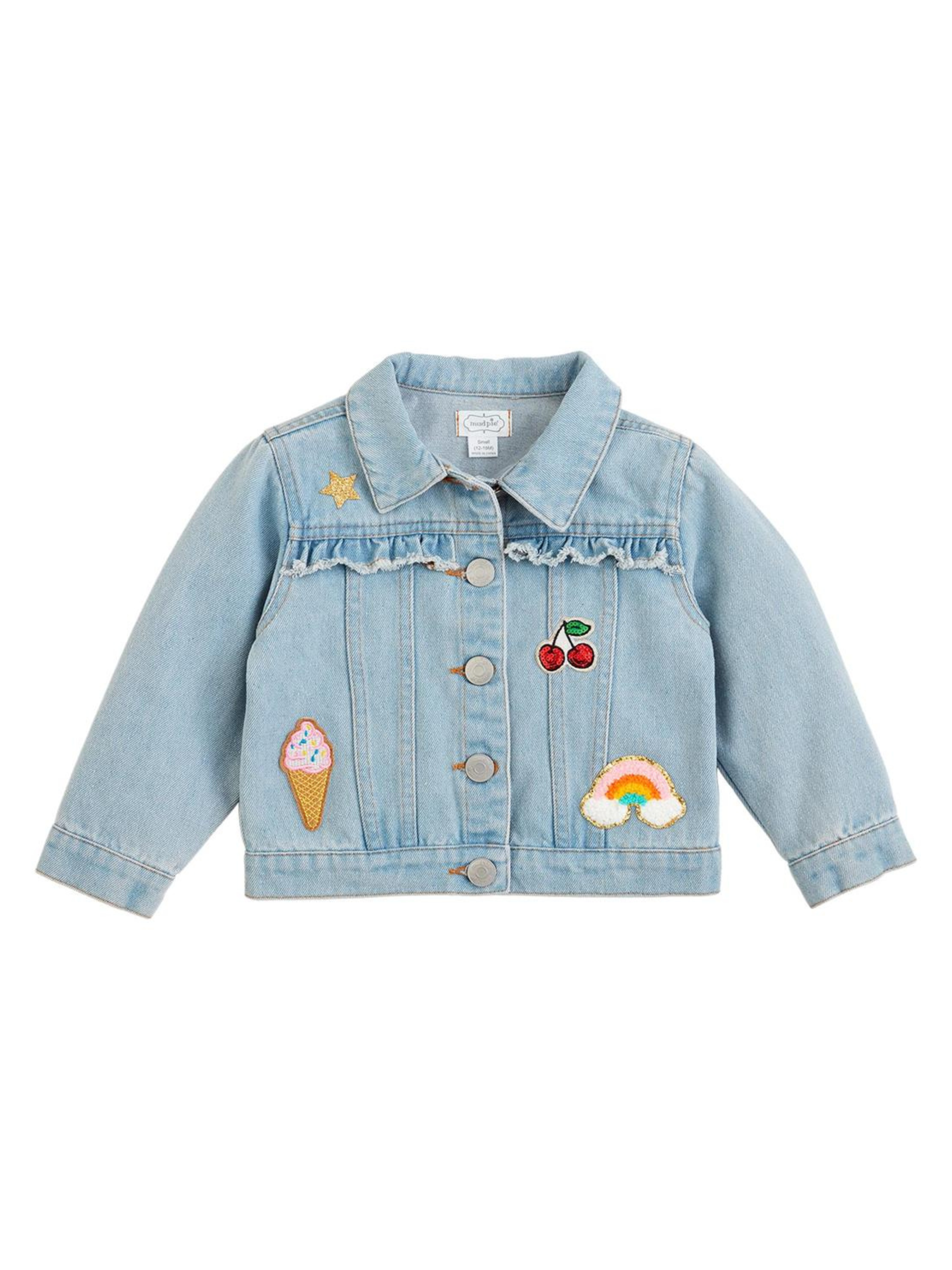 Denim Ruffle Patch Jacket