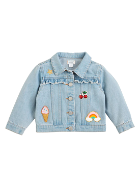 Denim Ruffle Patch Jacket