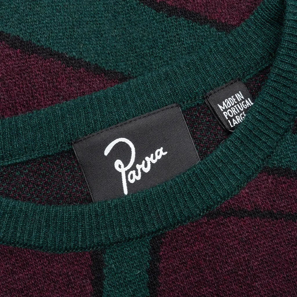 Distorted Waves Knitted Pullover - Pine Green