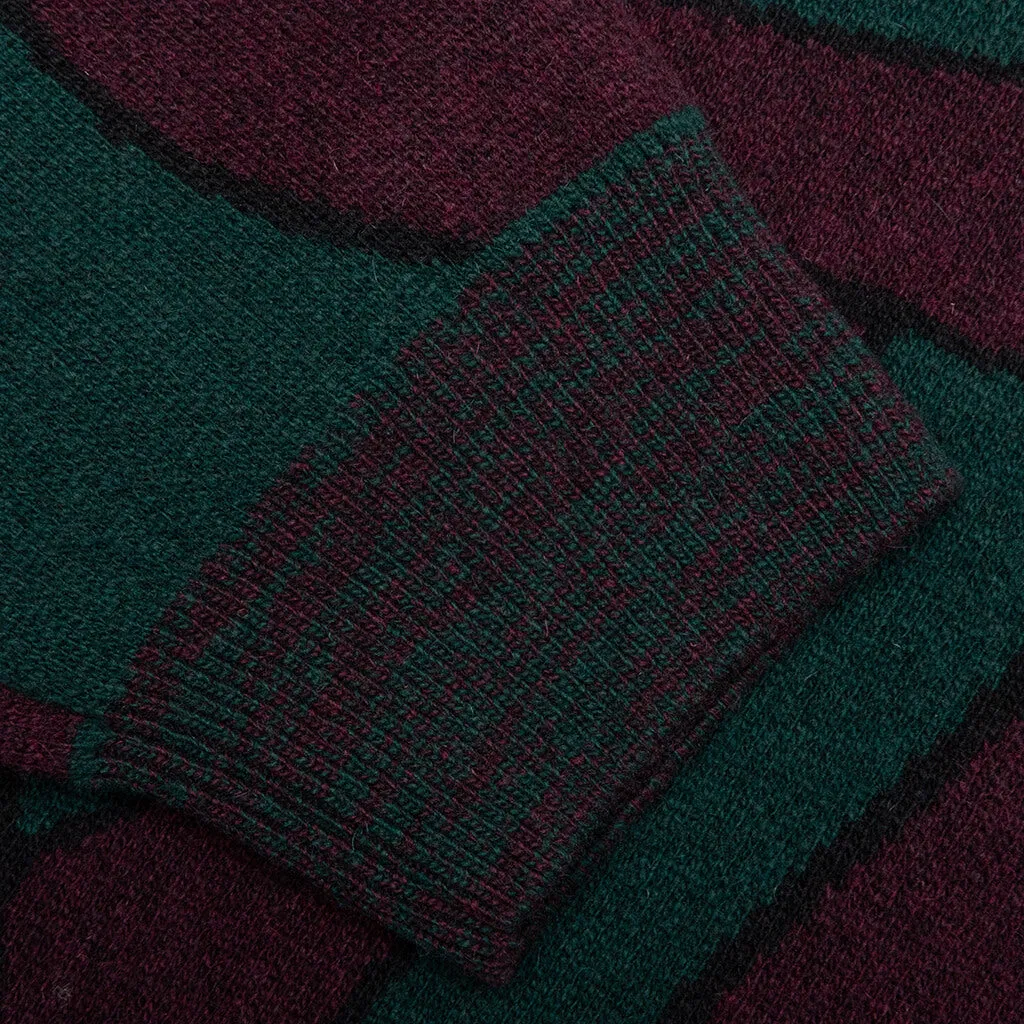 Distorted Waves Knitted Pullover - Pine Green