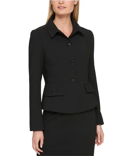 Dkny Womens Ruffled Four Button Blazer Jacket