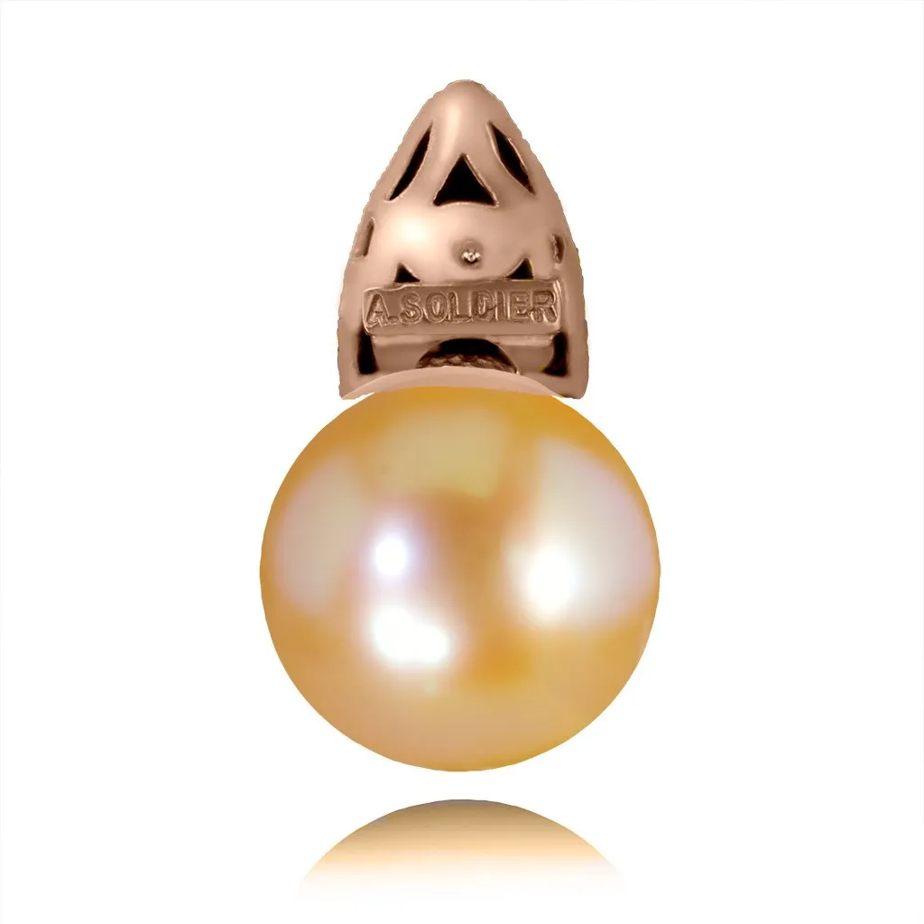 Gold Earrings with Freshwater Peach Pearls