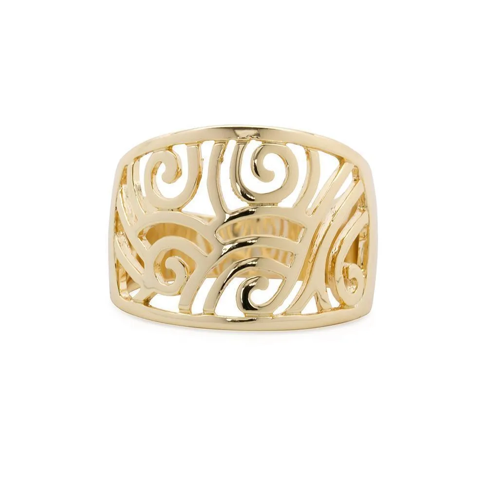 Gold Tone Waves Ring