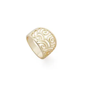 Gold Tone Waves Ring