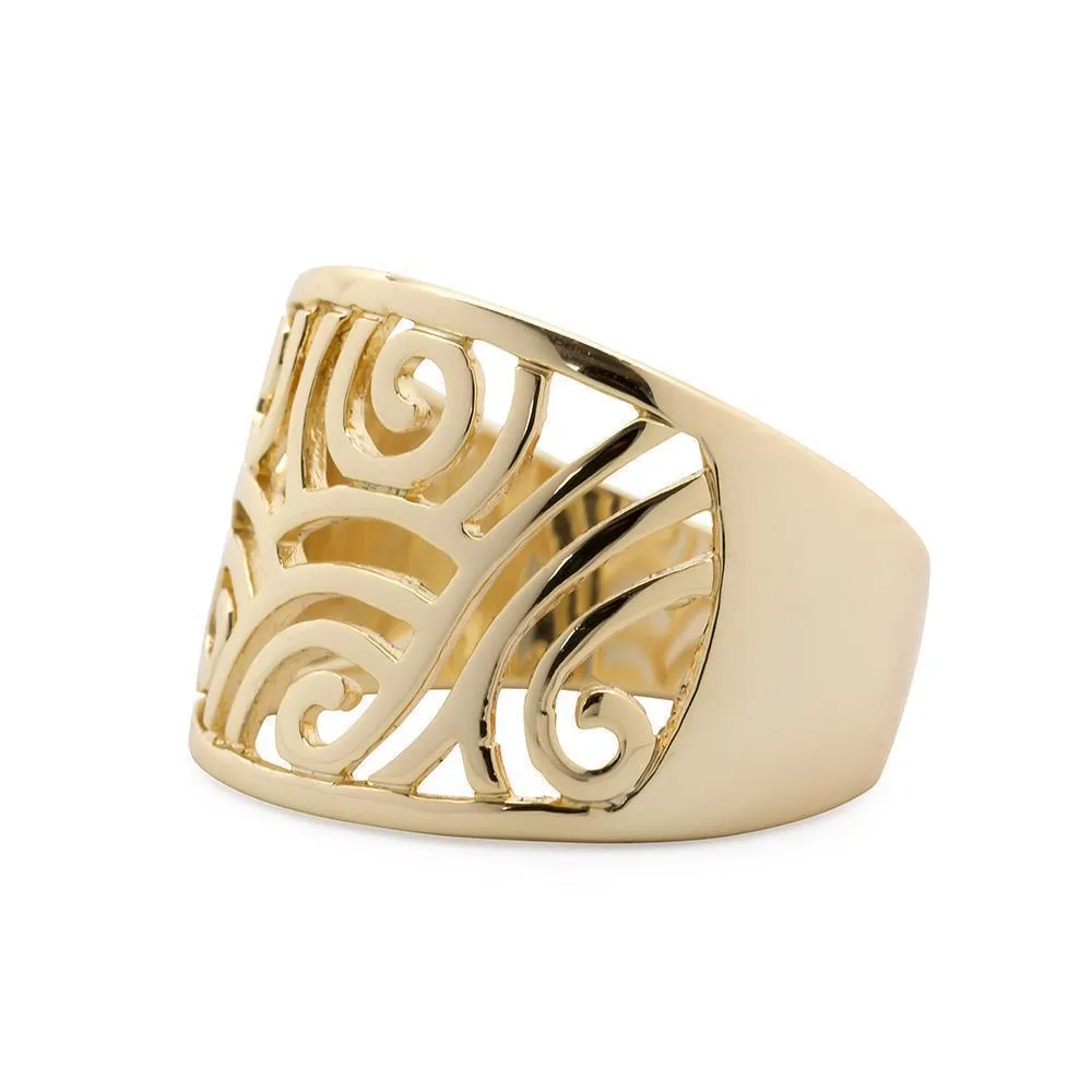 Gold Tone Waves Ring