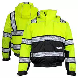 'GSS' Men's Class 3 Hi-Vis Premium ONYX PRIMALOFT 3-in-1 Winter Bomber - Lime     Jacket - Lime