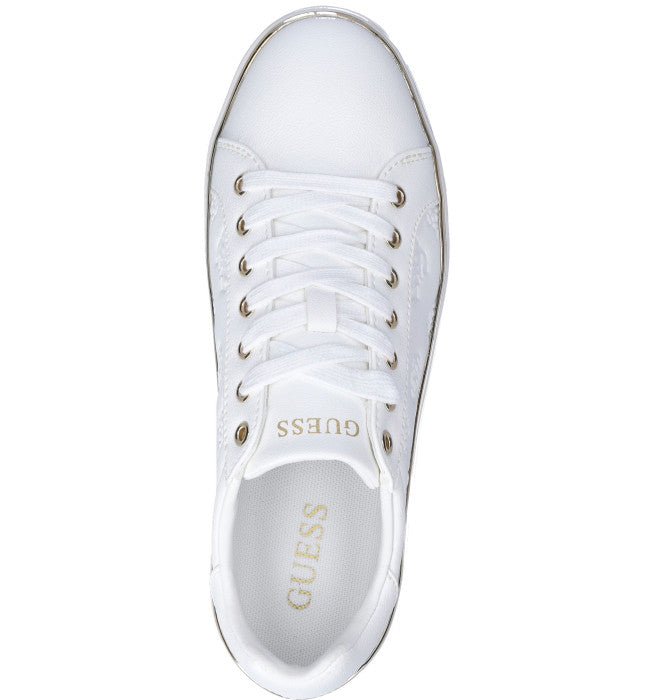 GUESS Logo Trainers White/Gold