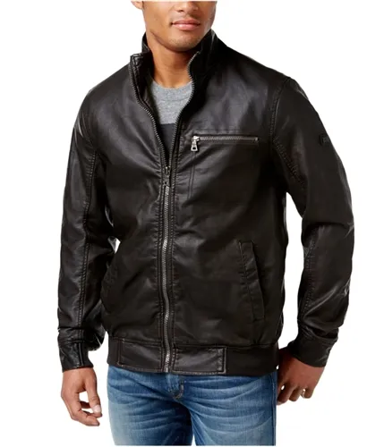 I-N-C Mens Faux Leather Motorcycle Jacket, TW1