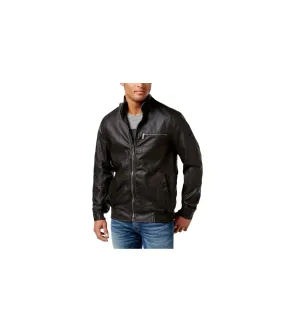 I-N-C Mens Faux Leather Motorcycle Jacket, TW1