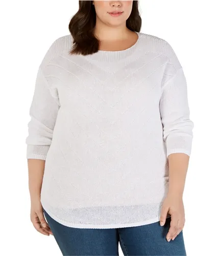 I-N-C Womens Pointelle Tunic Sweater