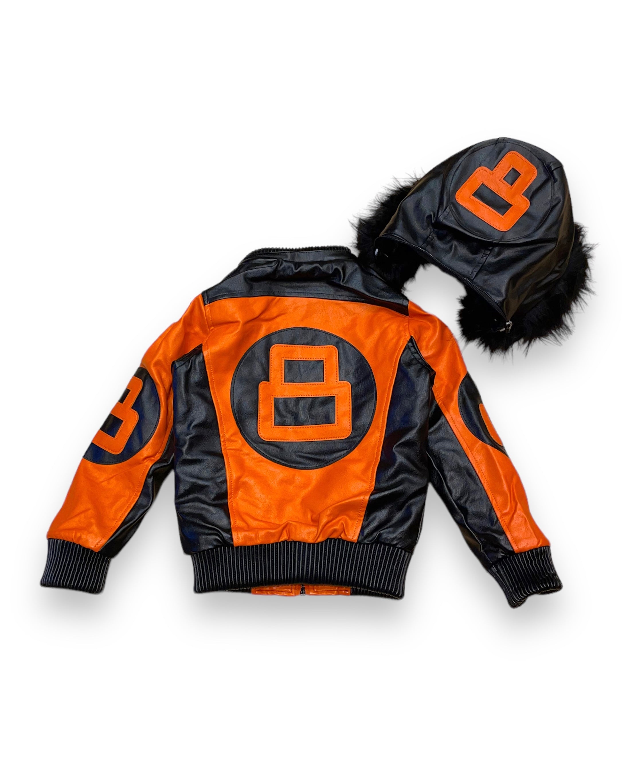 Kid’s PU 8 Ball Fur Bomber Coat