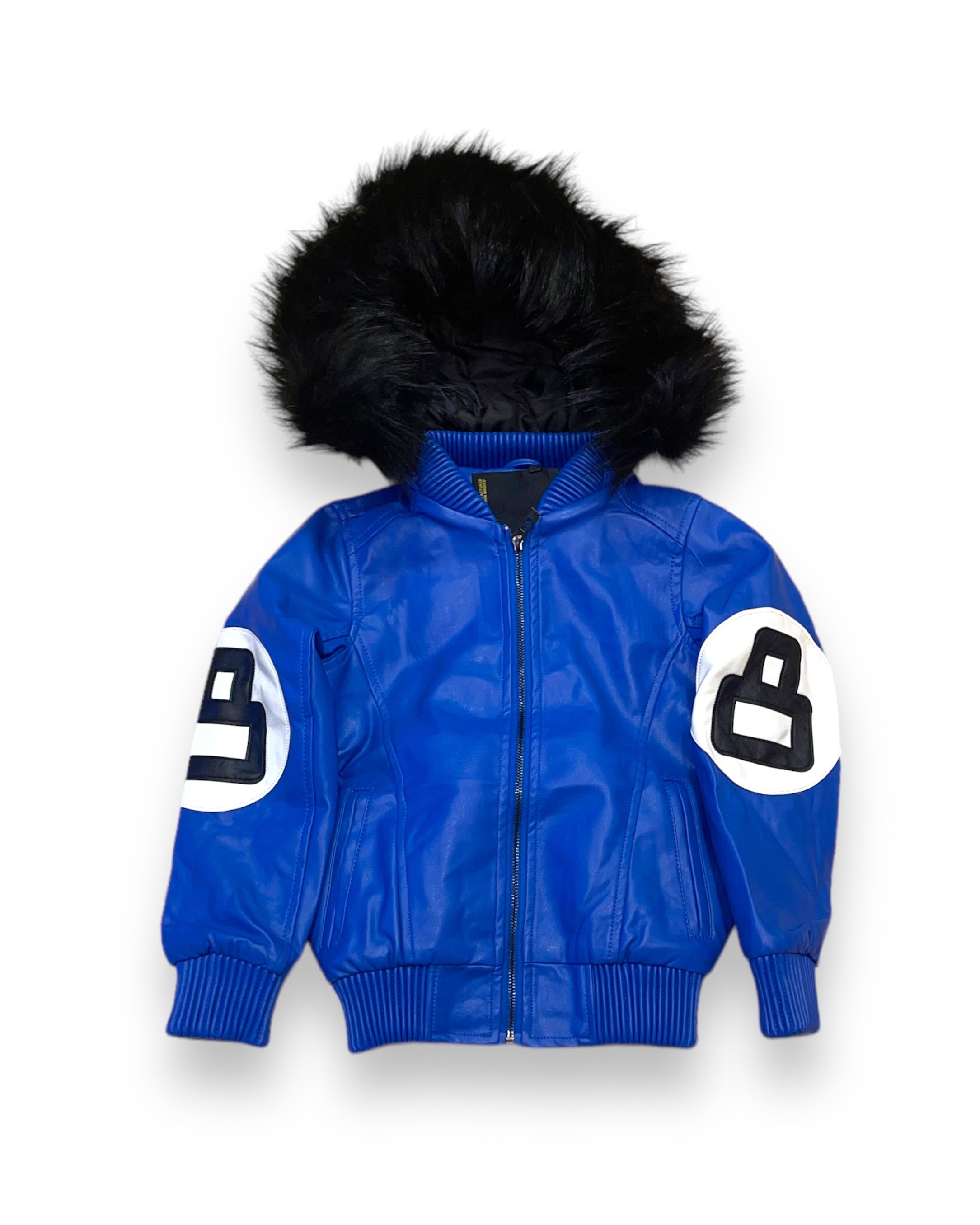 Kid’s PU 8 Ball Fur Bomber Coat