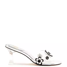 Larroudé x Gabriela Noelle: Garden Mule In Silver Specchio and Black and White Acrylic