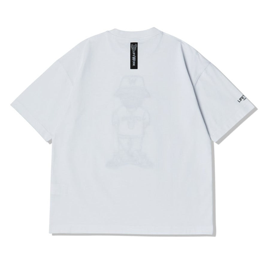 LifeWork Embroidered Hip Bulldog Tee White