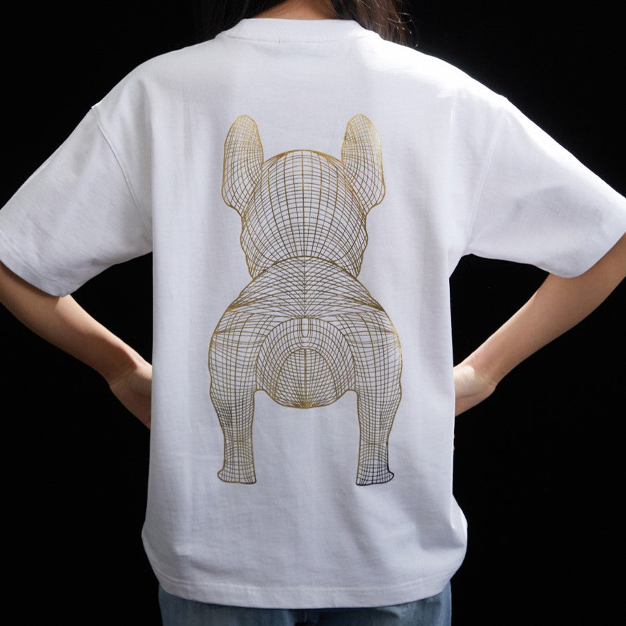 LifeWork Outline Bulldog Tee White Gold Foil