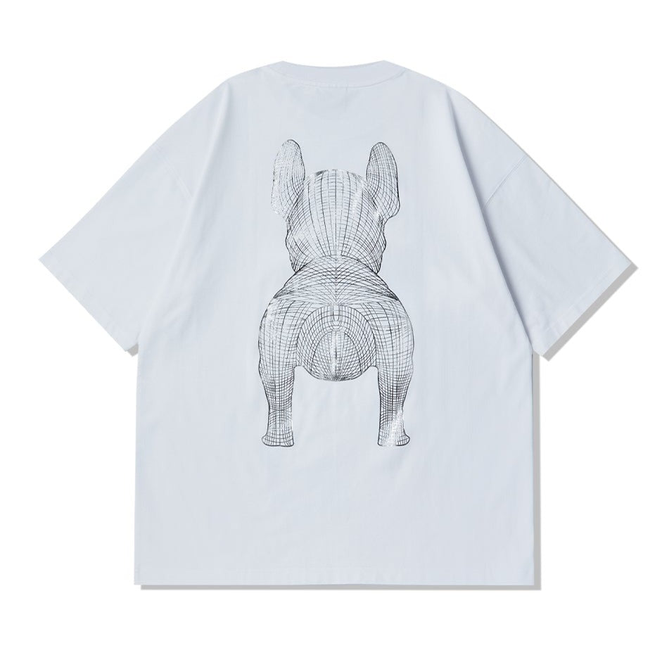 LifeWork Outline Bulldog Tee White Silver Foil