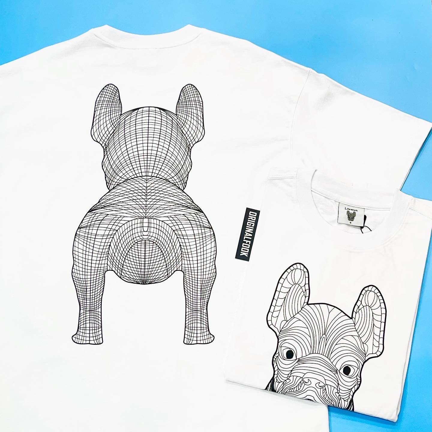 LifeWork Outline Bulldog Tee White