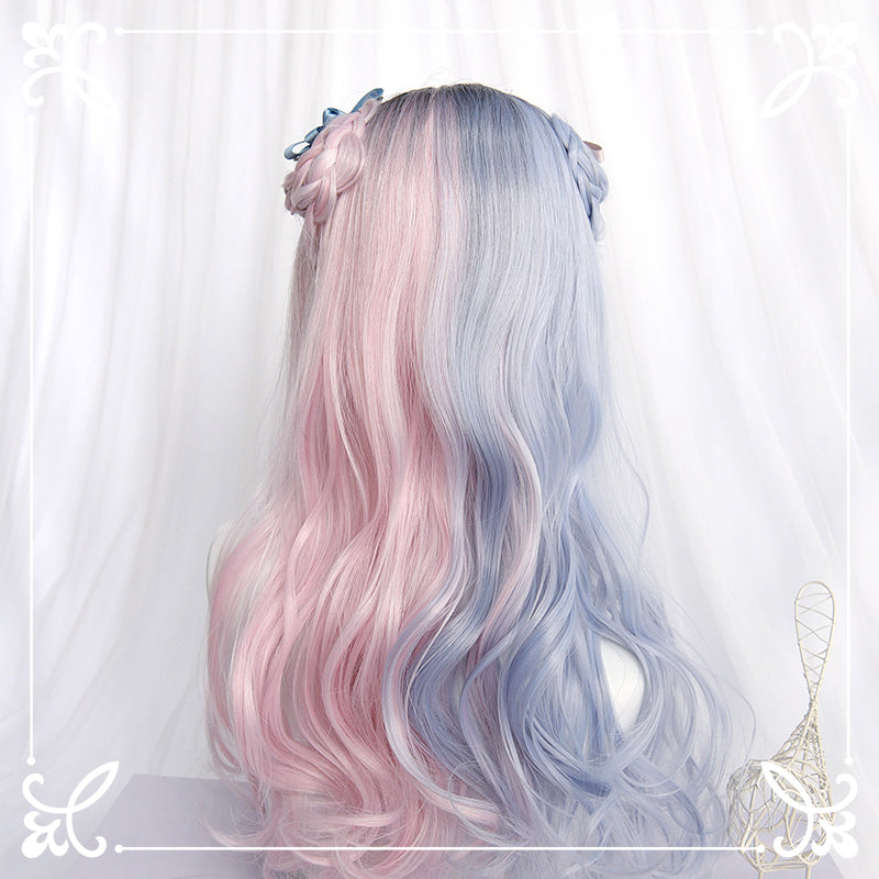 LOLITA PINK BLUE MEDIUM LONG CURLY WIG BY31061