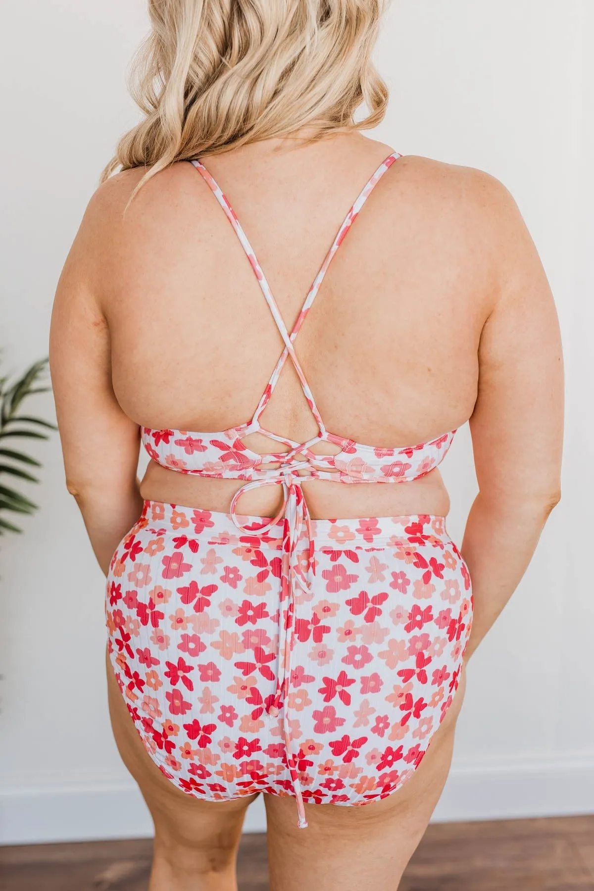 Making Waves High-Rise Swim Bottoms- Peach & Coral