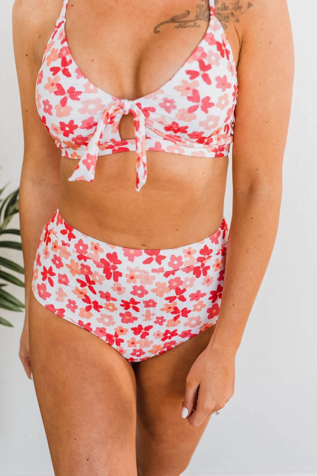 Making Waves High-Rise Swim Bottoms- Peach & Coral