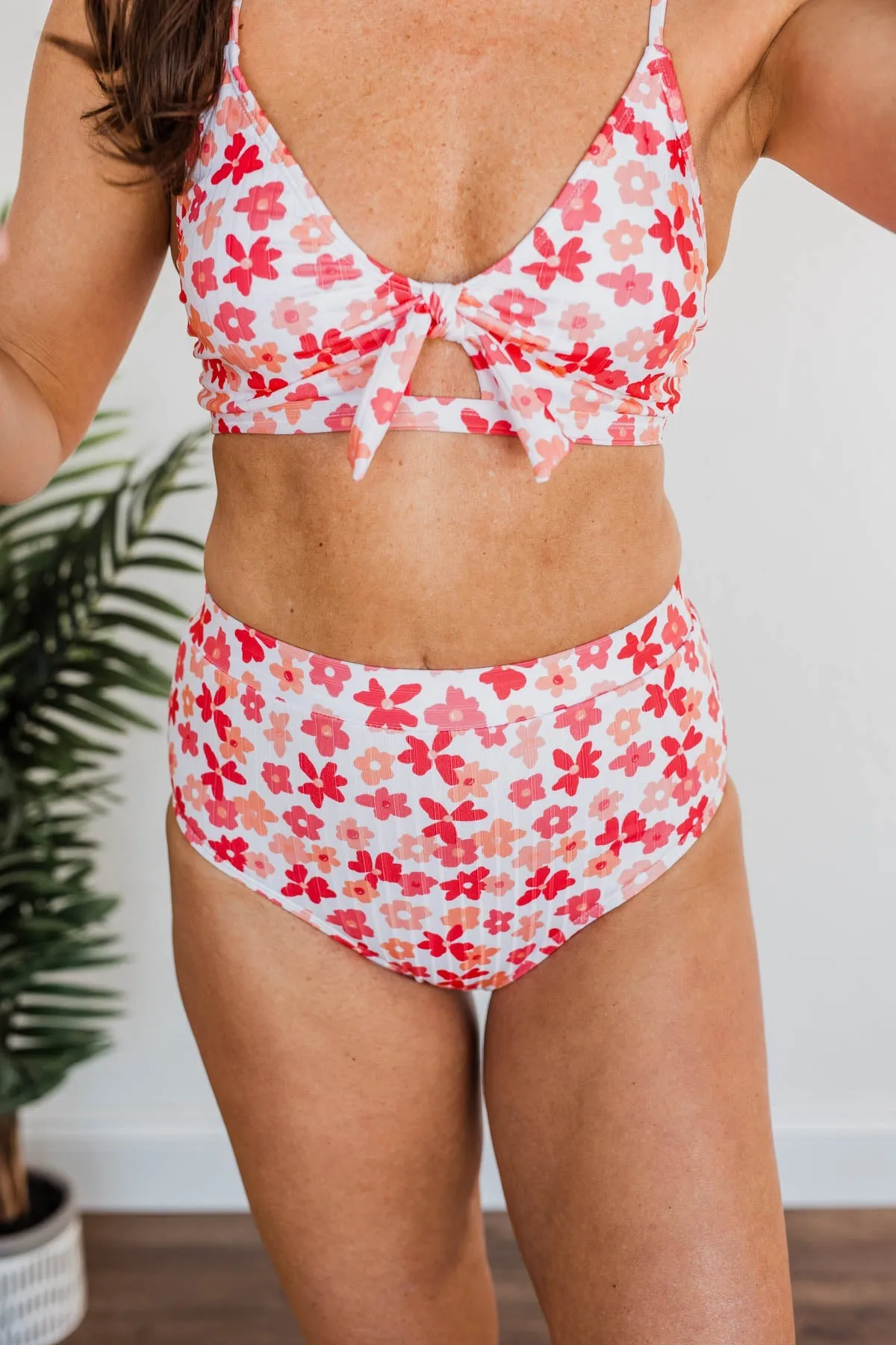 Making Waves High-Rise Swim Bottoms- Peach & Coral