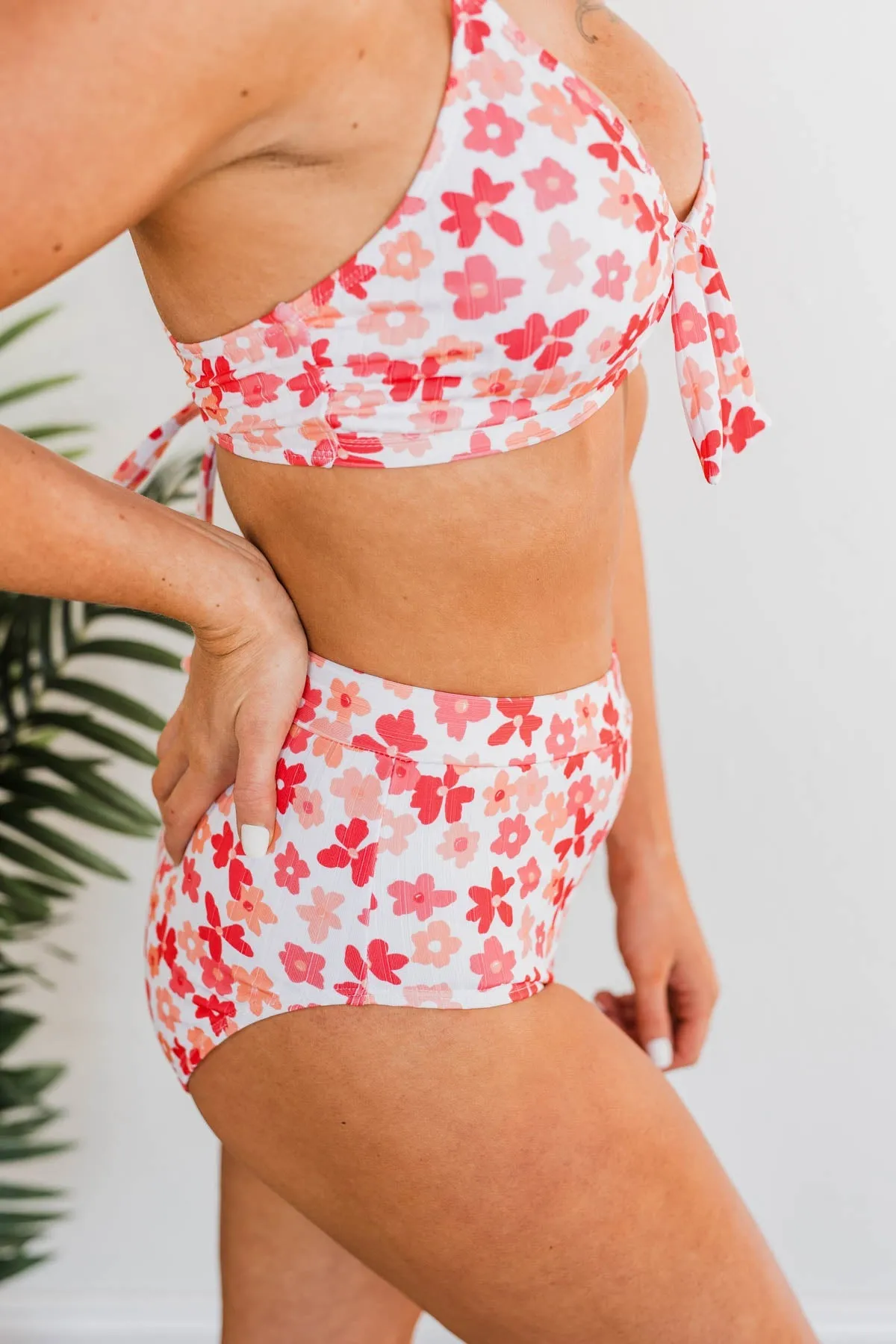 Making Waves High-Rise Swim Bottoms- Peach & Coral