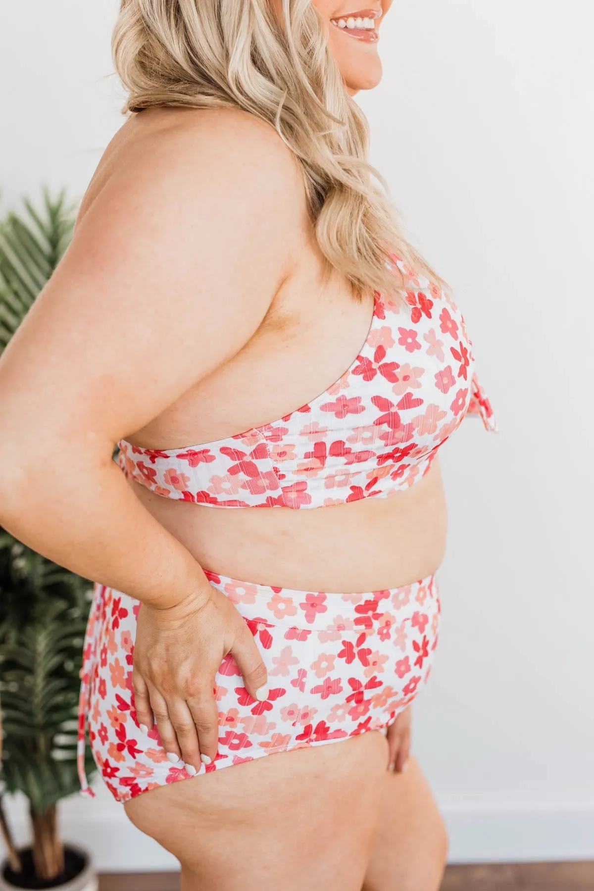 Making Waves High-Rise Swim Bottoms- Peach & Coral