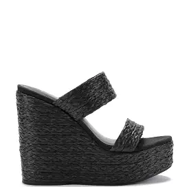 Pamela Wedge In Black Raffia