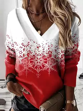 Snowflake Streetwear Christmas Sweatshirt for Women