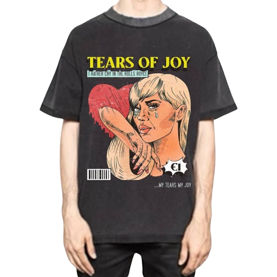 Tears Of Joy Rather Cry Vintage Black Tee