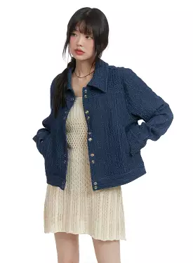 Textured Denim Button Jacket CA411