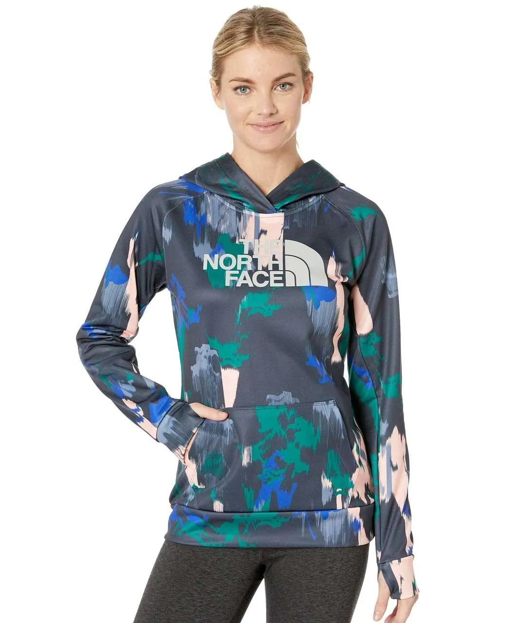 The North Face Women’s Fave Half Dome Pullover Hoodie AZTEC BLUE CT GEODE PRINT/MINT BLUE