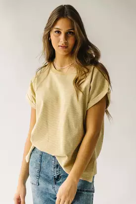 The Rendon Striped Dolman Tee in Honey + White