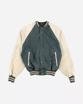 Vintage 90s Denim Varsity Style Bomber - XS