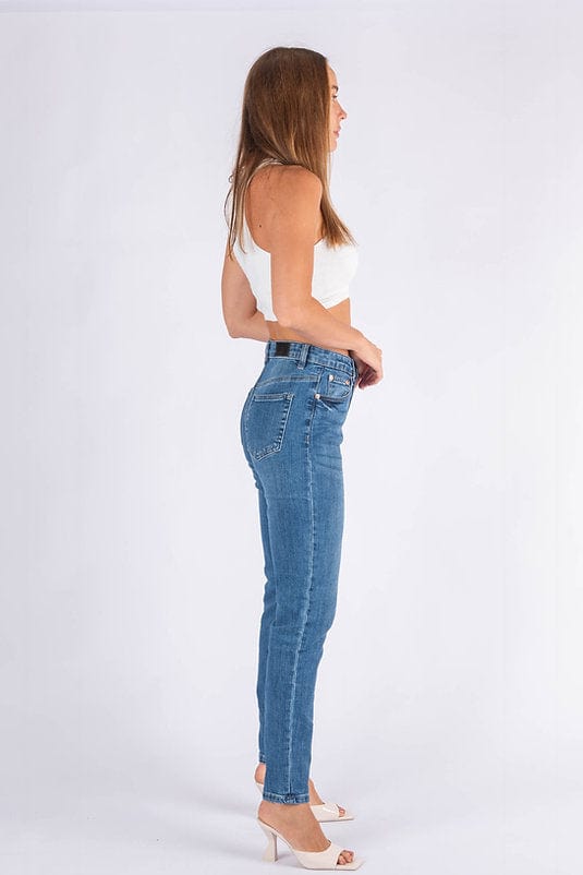 Wakee Denim Jean Straight Leg Stretch High Rise - Blue Heaven 3049