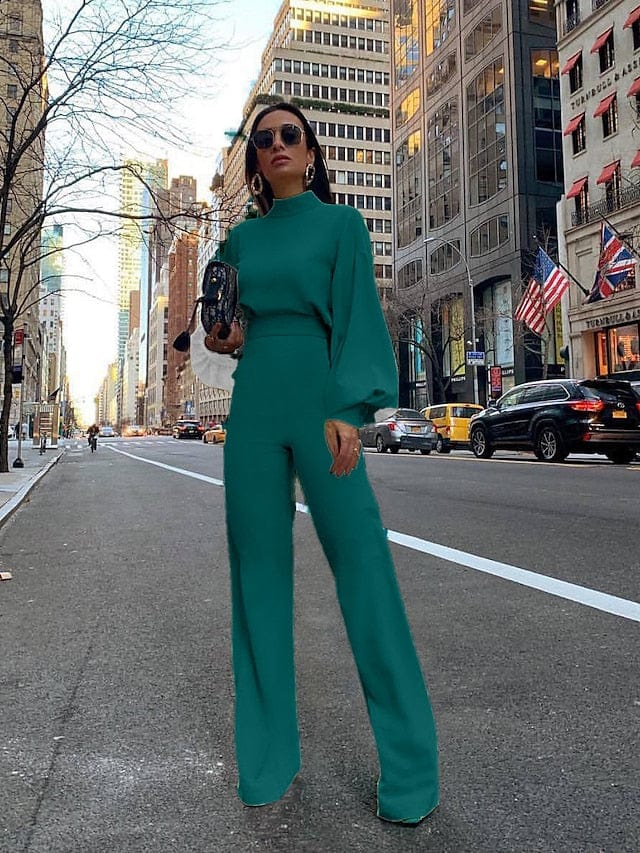 Women's Basic Fashion Streetwear Jumpsuit with Lantern Sleeves